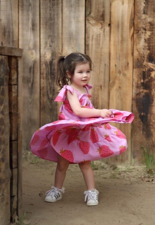 Sukienka muślinowa dla dziewczynki Bombel Be handmade