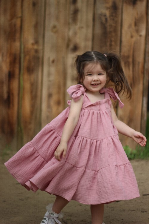 Sukienka dziewczęca z muślinu Bombel Be handmade