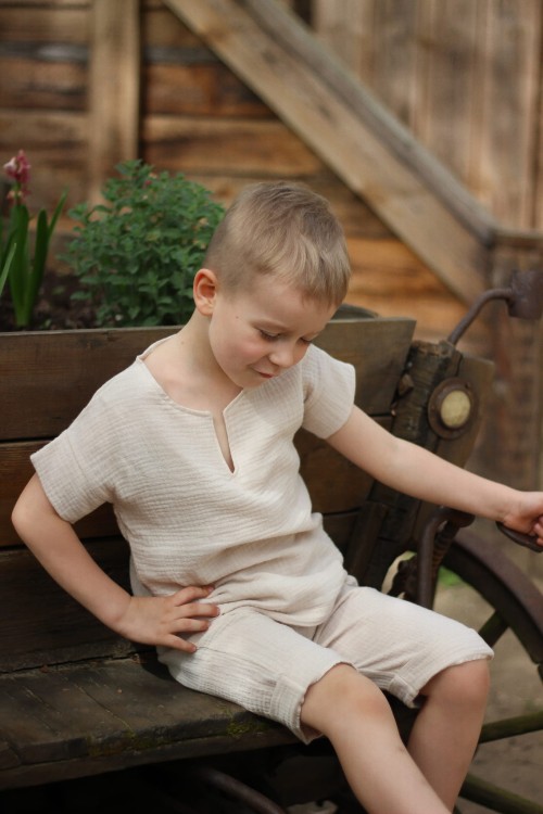 Spodenki muślinowe dla chłopca Bombel Be handmade