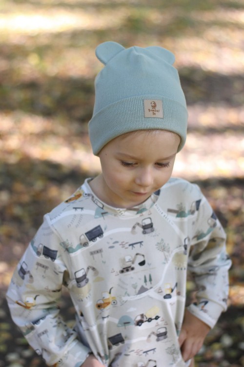 Czapka wywijana dziecięca z prążka Bombel Be oliwka