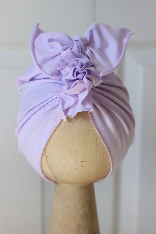 Turban dziecięcy z kokardą – Liliowy Bombel Be