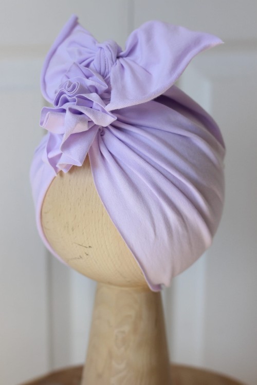 Turban dziecięcy z kokardą – Liliowy Bombel be