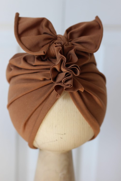 Turban dziecięcy z kokardą – Karmelowy Bombel be