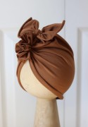 Turban dla dziewczynki z kokardą Bombel be Karmelowy