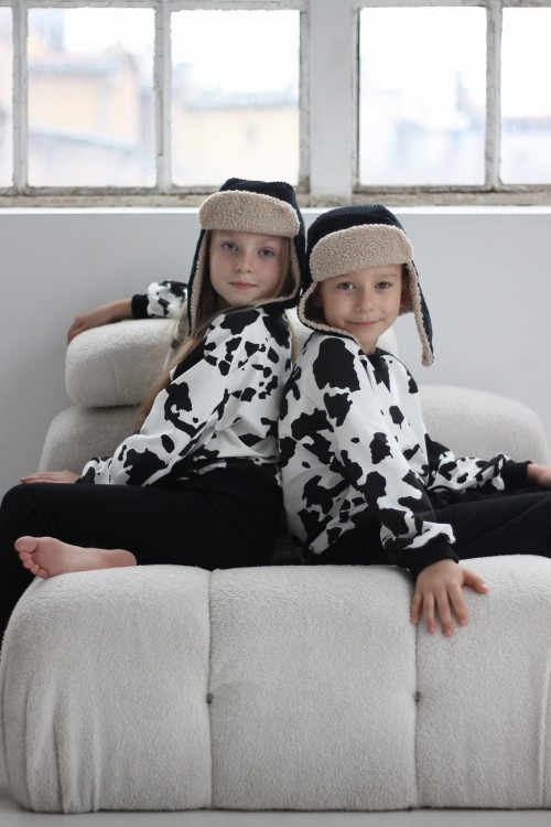 Ciepła czapka pilotka z bawełnianym polarem Bombel Be