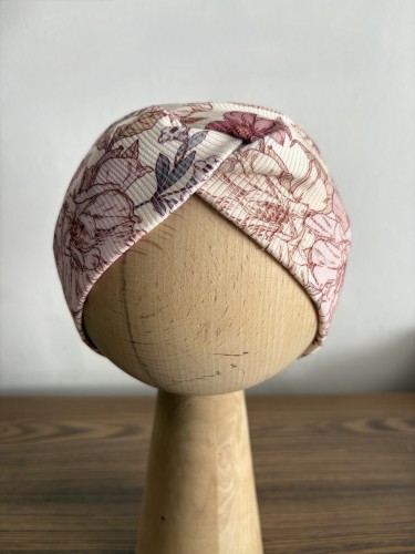 Opaska przeplotka Retro Flowers – widok całości i wzoru.