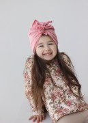 Różowy turban dziewczęcy 2w1