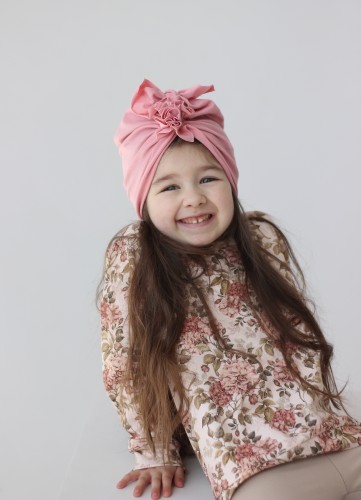 Różowy turban dziewczęcy 2w1