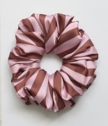 Frotka do włosów pudrowy róż w paski handmade