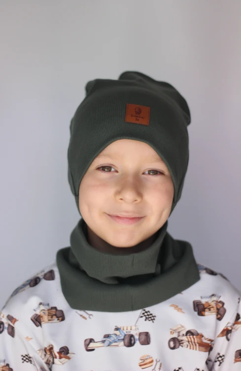 Jednowarstwowa czapka dziecięca khaki