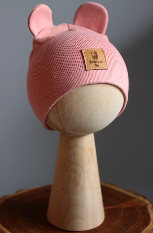 czapka dla dzieci prążkowana MIŚ róż