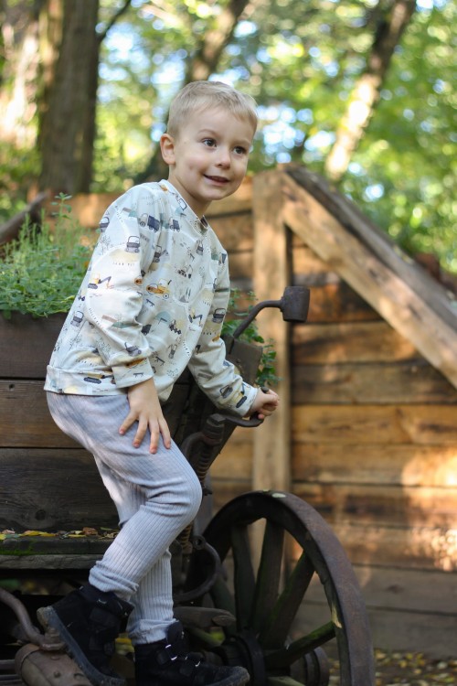 Legginsy prążkowane bawełniane w kolorze szarym